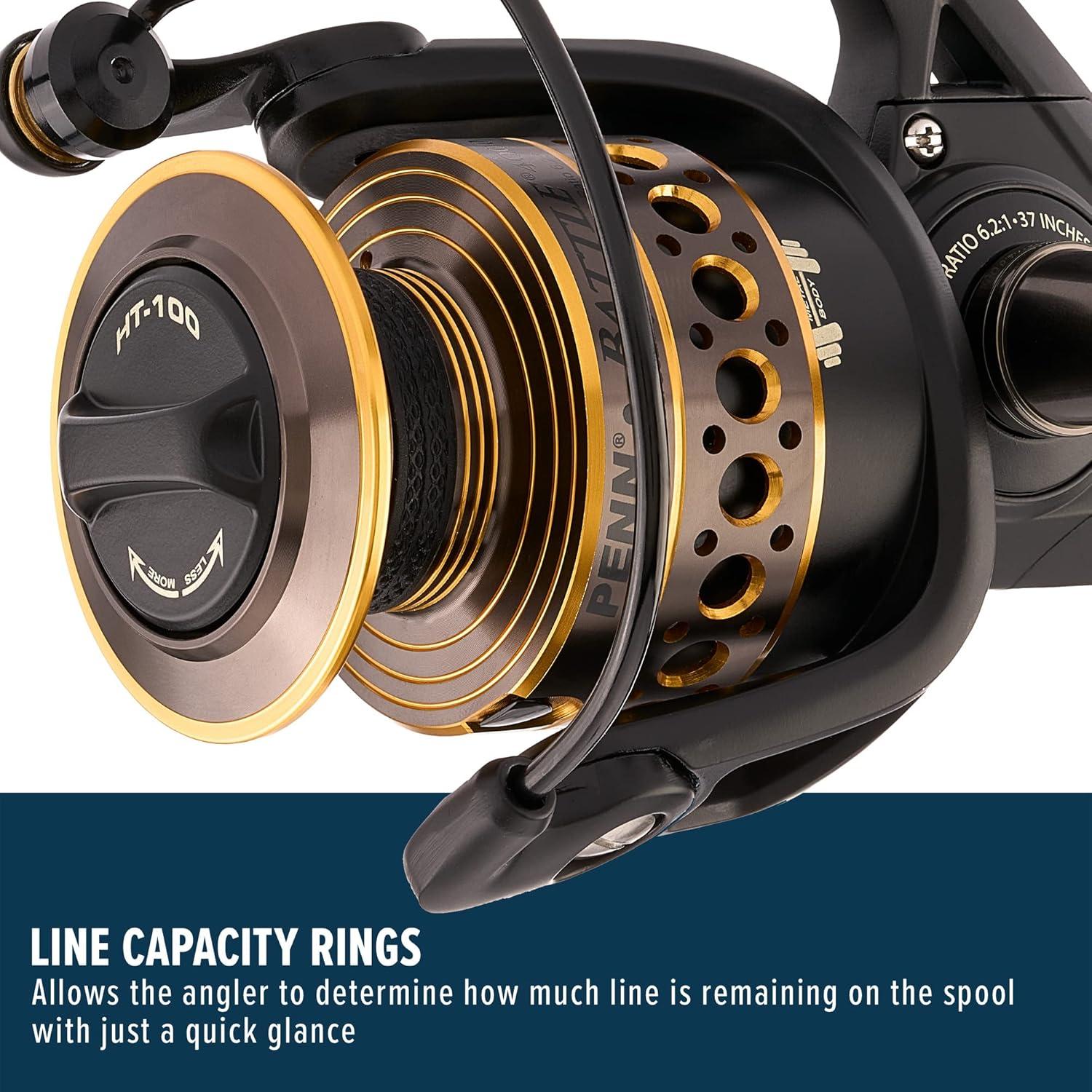 image:imagePenn Battle Spinning Reel Kit Size 5000 Includes Reel Cover and Spare Anodized Aluminum Spool RightLeft Handle Position HT100 Front Drag SystemBattle Reel