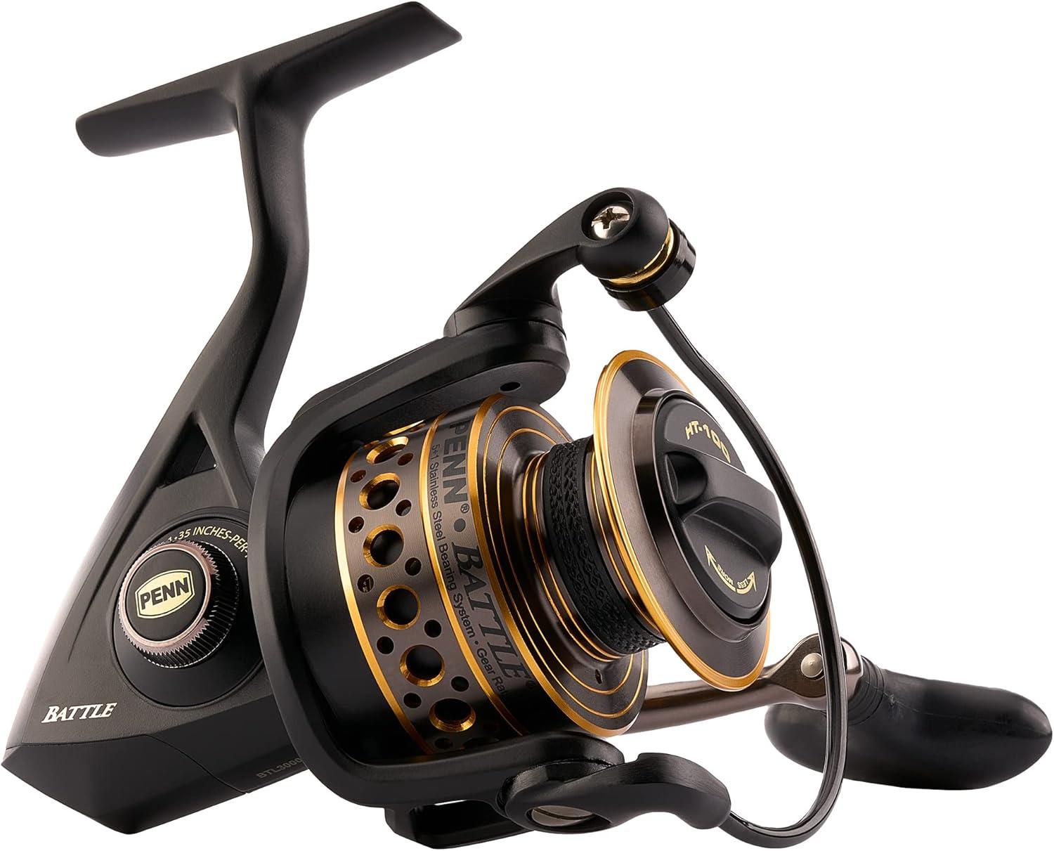 image:imagePenn Battle Spinning Reel Kit Size 5000 Includes Reel Cover and Spare Anodized Aluminum Spool RightLeft Handle Position HT100 Front Drag SystemBattle Reel