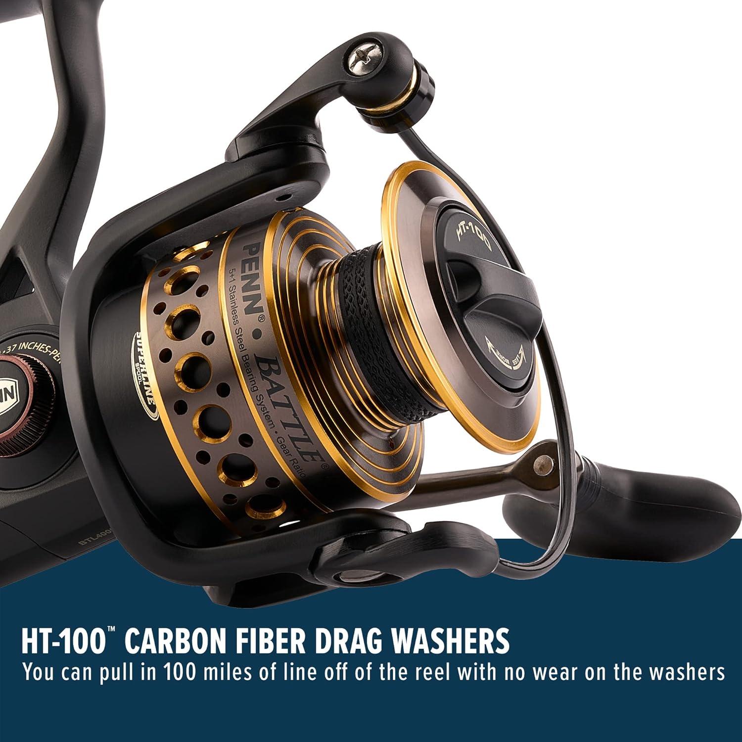 image:imagePenn Battle Spinning Reel Kit Size 5000 Includes Reel Cover and Spare Anodized Aluminum Spool RightLeft Handle Position HT100 Front Drag SystemBattle Reel Kit