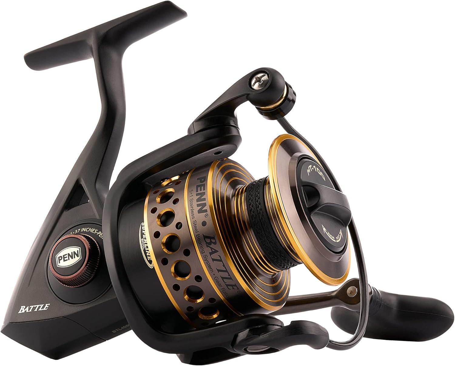 image:imagePenn Battle Spinning Reel Kit Size 5000 Includes Reel Cover and Spare Anodized Aluminum Spool RightLeft Handle Position HT100 Front Drag SystemBattle Reel