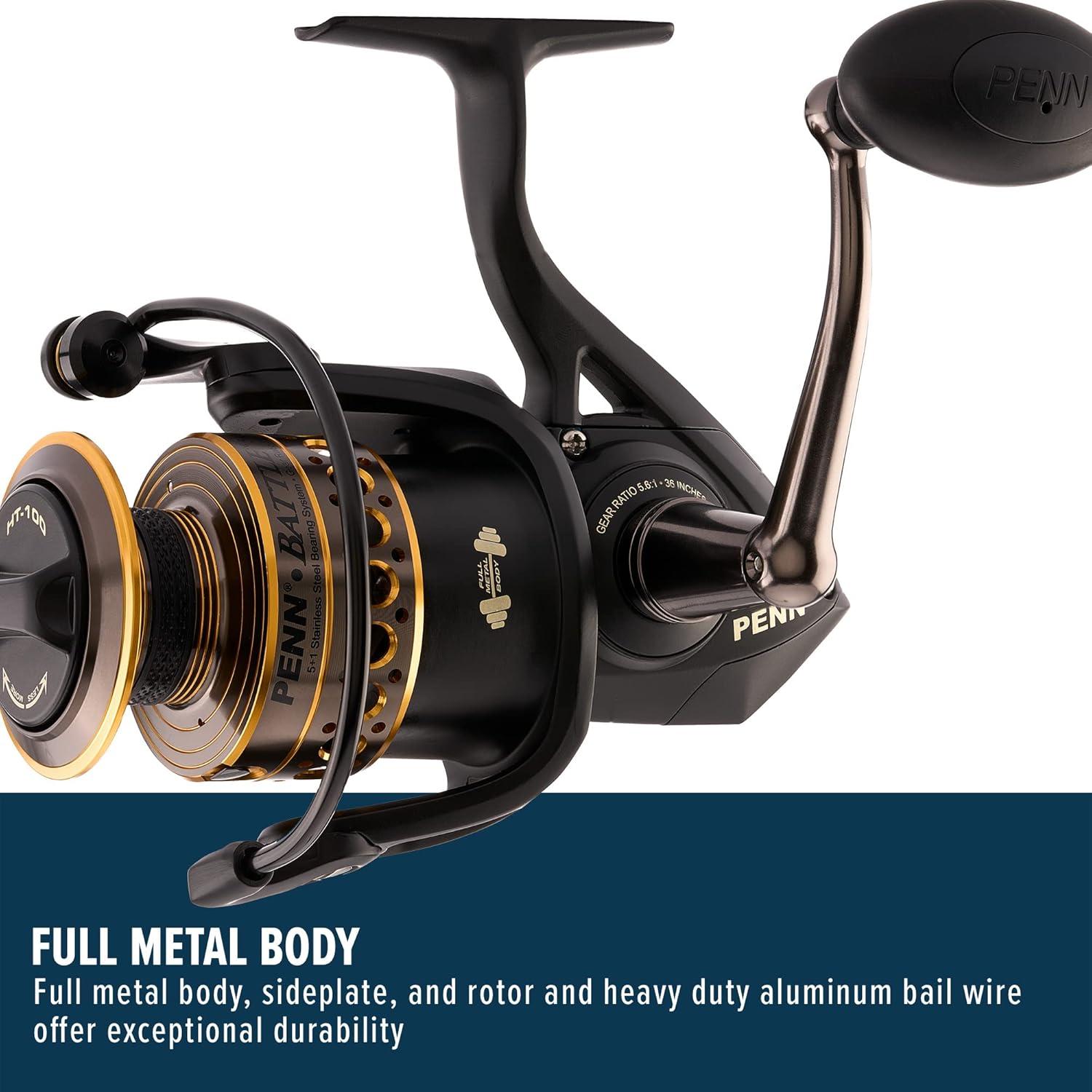 image:imagePenn Battle Spinning Reel Kit Size 5000 Includes Reel Cover and Spare Anodized Aluminum Spool RightLeft Handle Position HT100 Front Drag SystemBattle Reel Kit