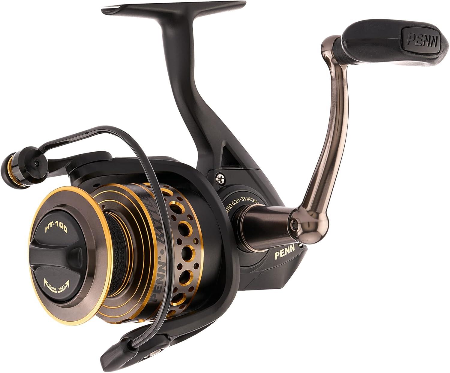 image:imagePenn Battle Spinning Reel Kit Size 5000 Includes Reel Cover and Spare Anodized Aluminum Spool RightLeft Handle Position HT100 Front Drag SystemBattle Reel