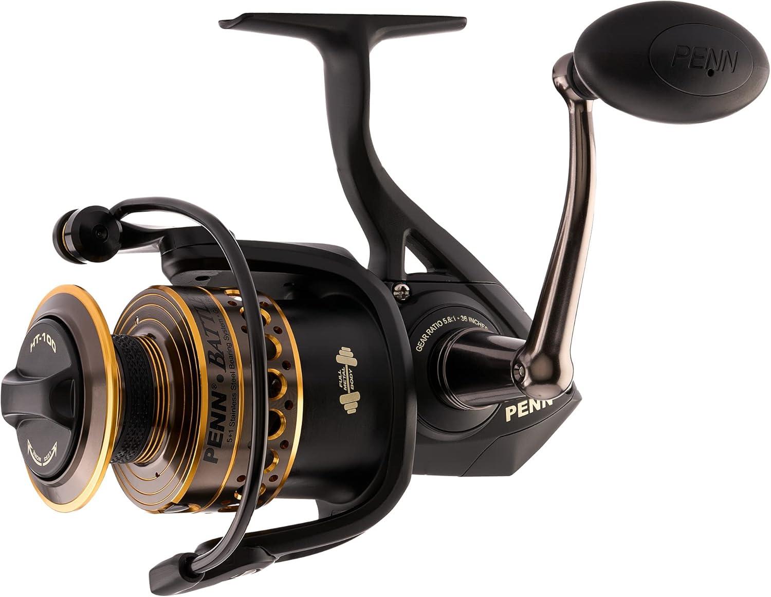 image:imagePenn Battle Spinning Reel Kit Size 5000 Includes Reel Cover and Spare Anodized Aluminum Spool RightLeft Handle Position HT100 Front Drag SystemBattle Reel