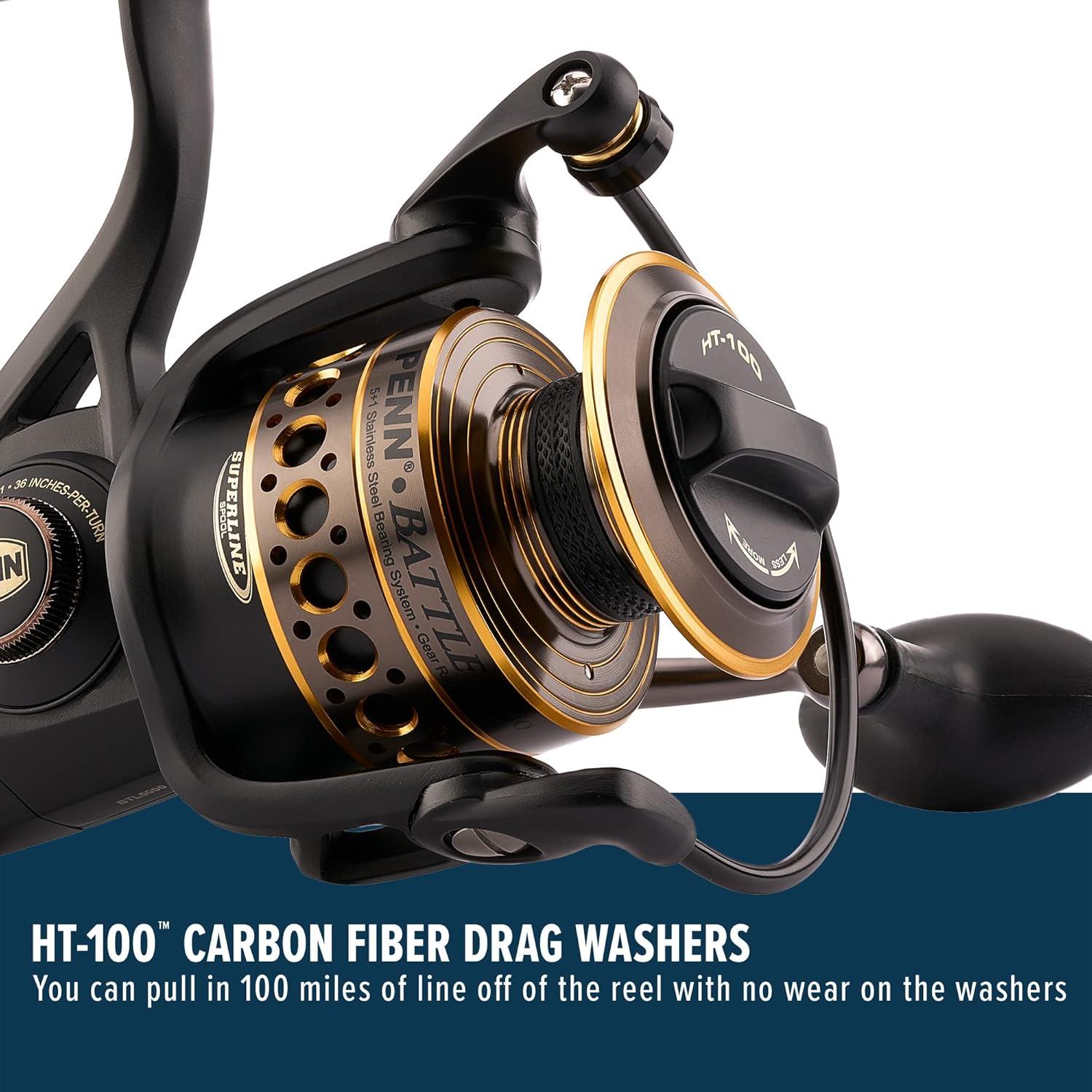 image:imagePenn Battle Spinning Reel Kit Size 5000 Includes Reel Cover and Spare Anodized Aluminum Spool RightLeft Handle Position HT100 Front Drag SystemBattle Reel Kit