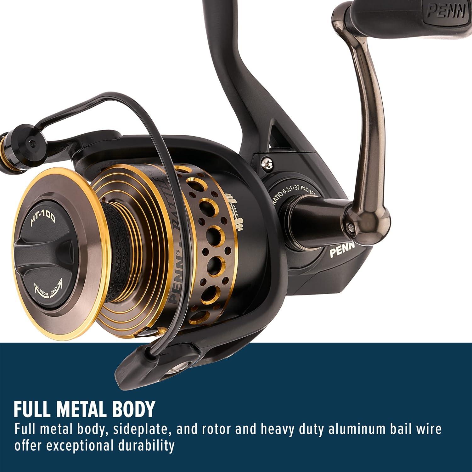 image:imagePenn Battle Spinning Reel Kit Size 5000 Includes Reel Cover and Spare Anodized Aluminum Spool RightLeft Handle Position HT100 Front Drag SystemBattle Reel Kit