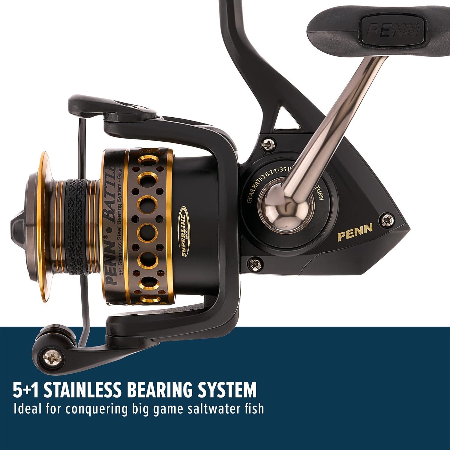 image:imagePenn Battle Spinning Reel Kit Size 5000 Includes Reel Cover and Spare Anodized Aluminum Spool RightLeft Handle Position HT100 Front Drag SystemBattle Reel Kit