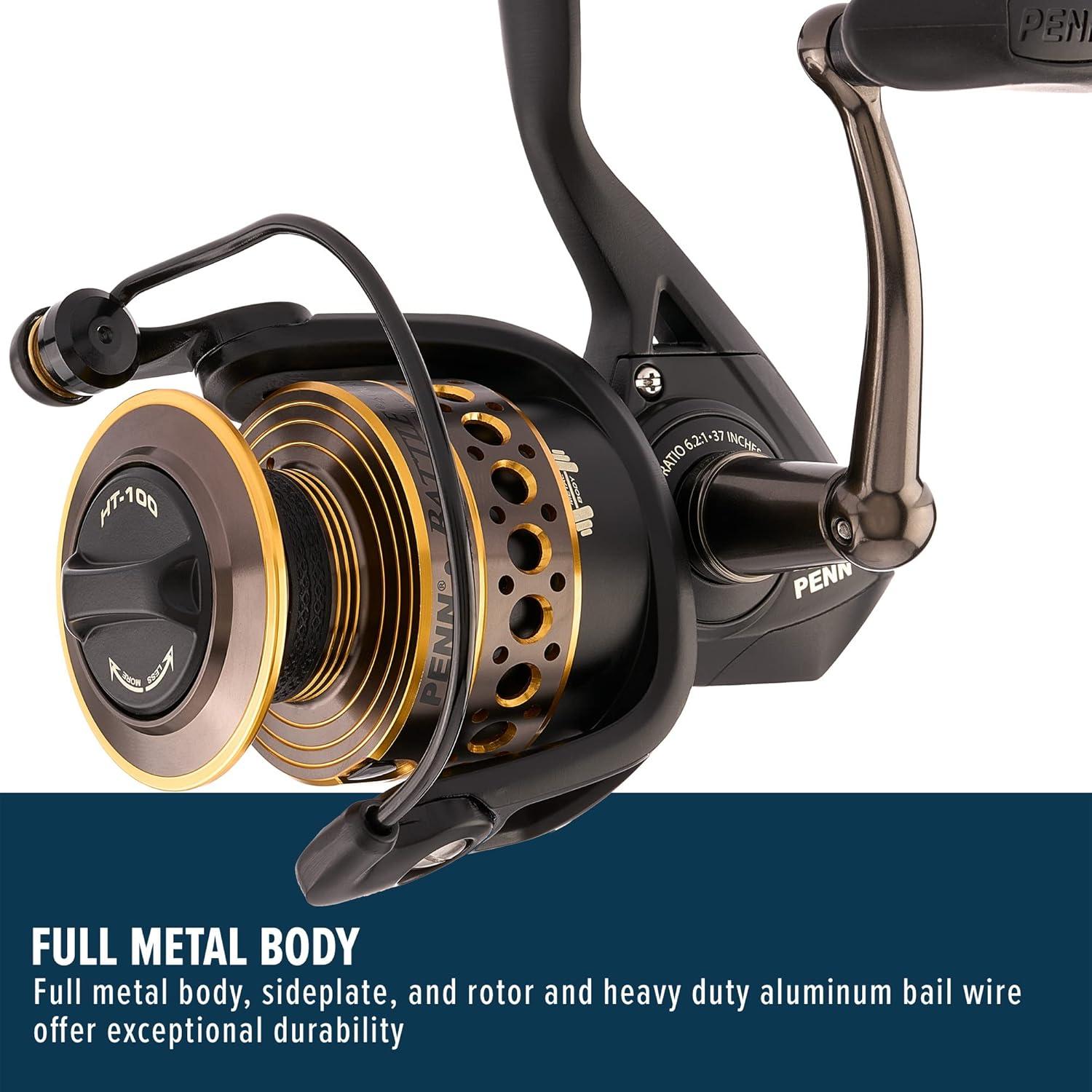 image:imagePenn Battle Spinning Reel Kit Size 5000 Includes Reel Cover and Spare Anodized Aluminum Spool RightLeft Handle Position HT100 Front Drag SystemBattle Reel