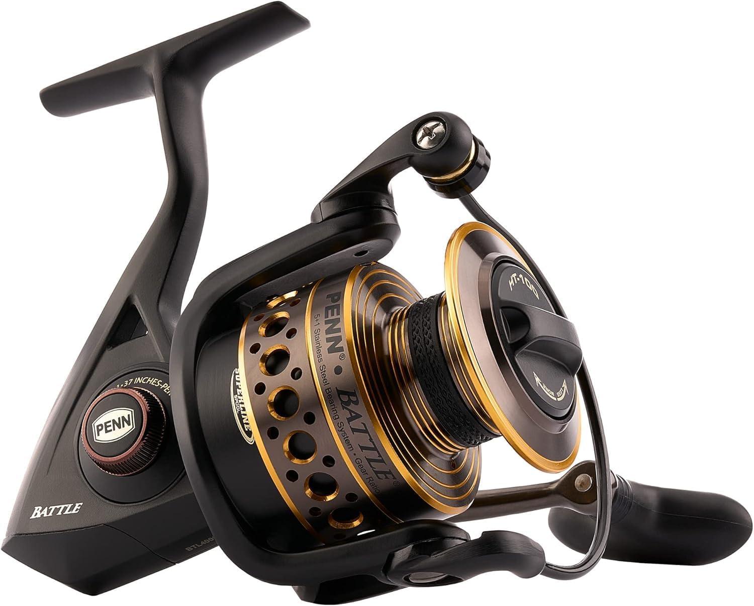 image:imagePenn Battle Spinning Reel Kit Size 5000 Includes Reel Cover and Spare Anodized Aluminum Spool RightLeft Handle Position HT100 Front Drag SystemBattle Reel