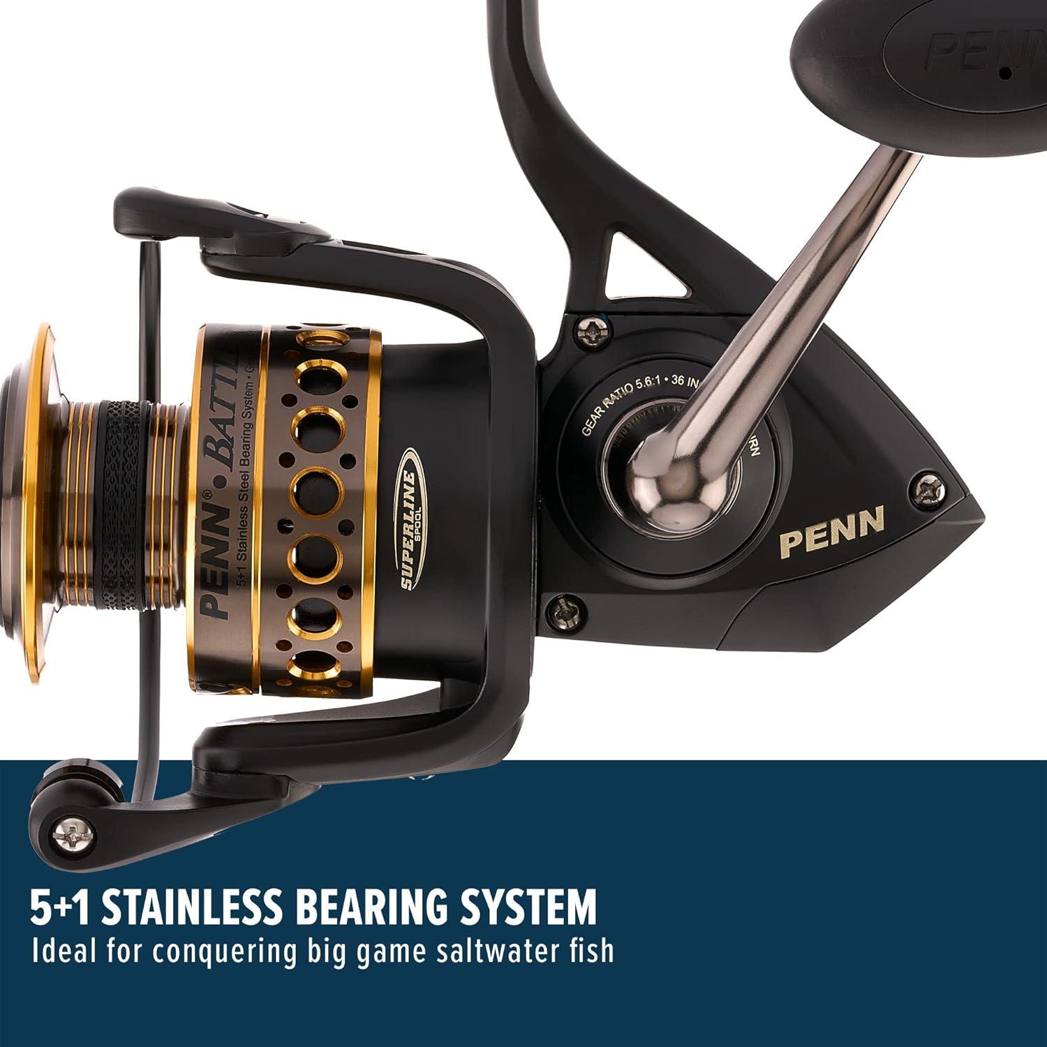 image:imagePenn Battle Spinning Reel Kit Size 5000 Includes Reel Cover and Spare Anodized Aluminum Spool RightLeft Handle Position HT100 Front Drag SystemBattle Reel Kit