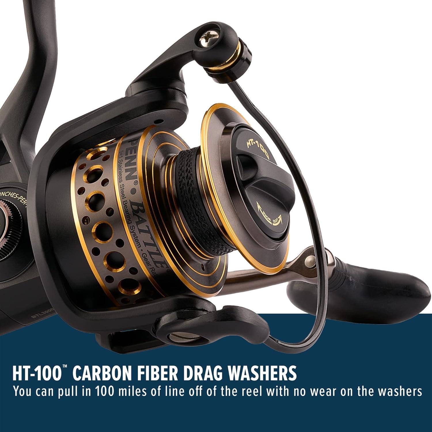 image:imagePenn Battle Spinning Reel Kit Size 5000 Includes Reel Cover and Spare Anodized Aluminum Spool RightLeft Handle Position HT100 Front Drag SystemBattle Reel Kit