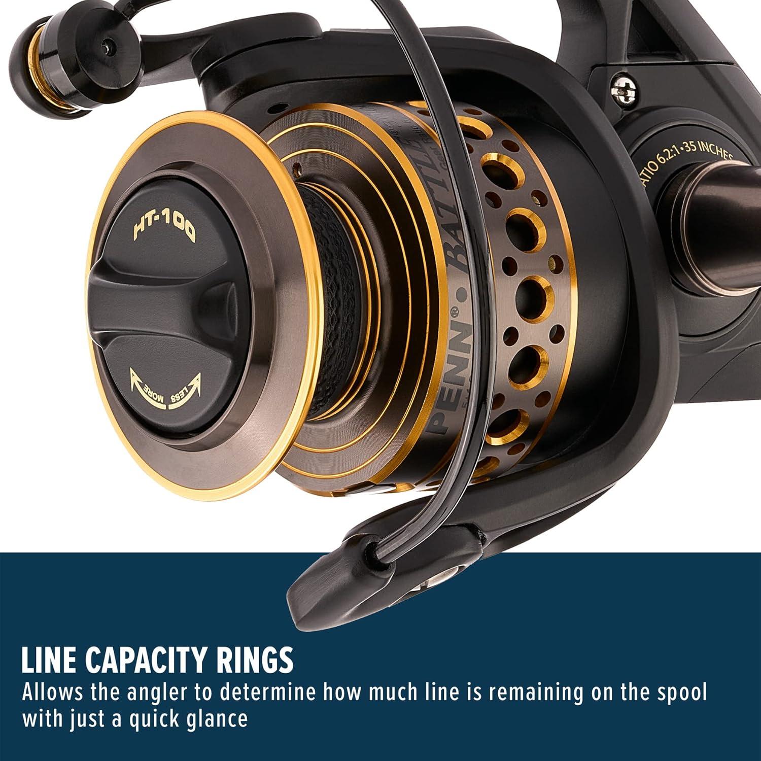 image:imagePenn Battle Spinning Reel Kit Size 5000 Includes Reel Cover and Spare Anodized Aluminum Spool RightLeft Handle Position HT100 Front Drag SystemBattle Reel