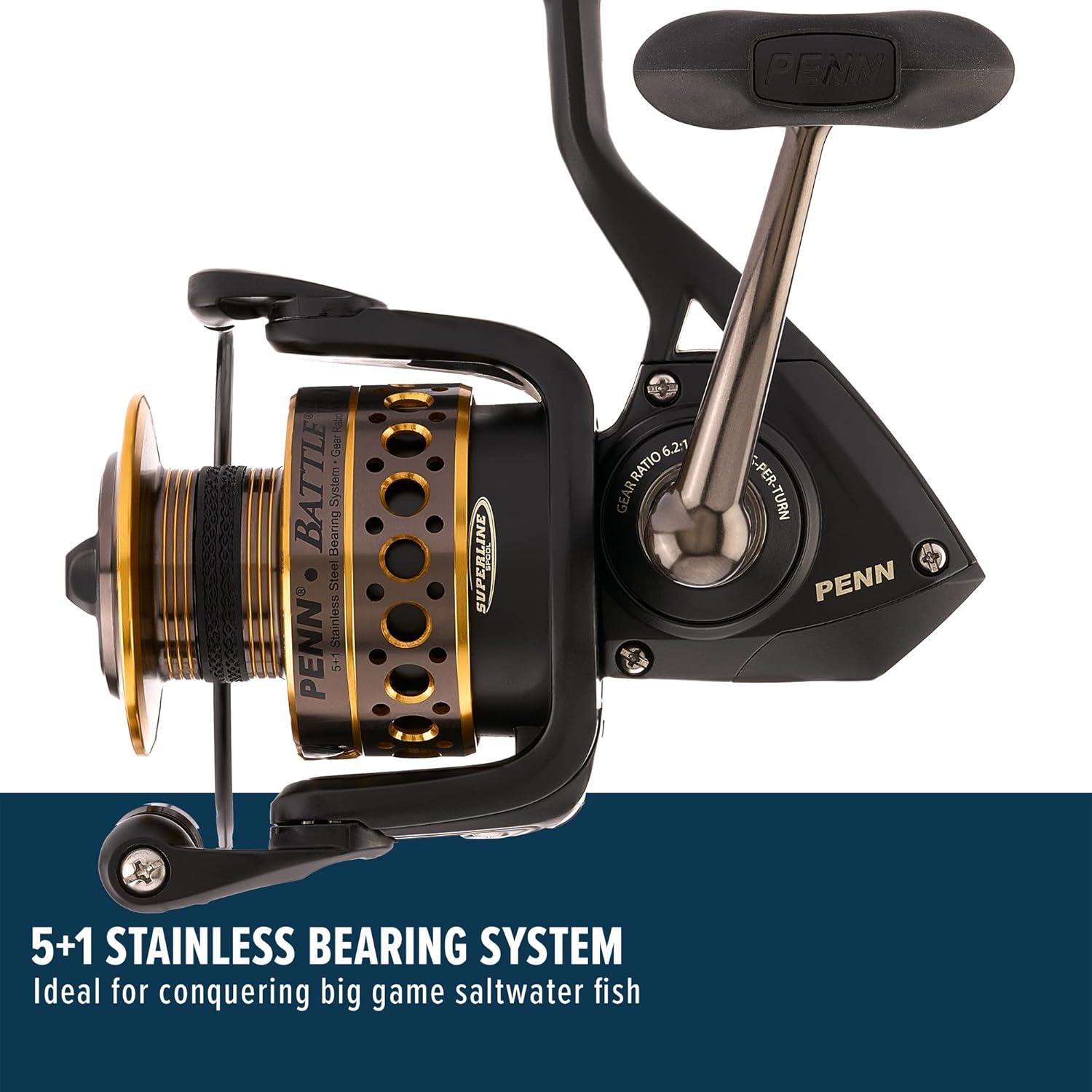image:imagePenn Battle Spinning Reel Kit Size 5000 Includes Reel Cover and Spare Anodized Aluminum Spool RightLeft Handle Position HT100 Front Drag SystemBattle Reel Kit