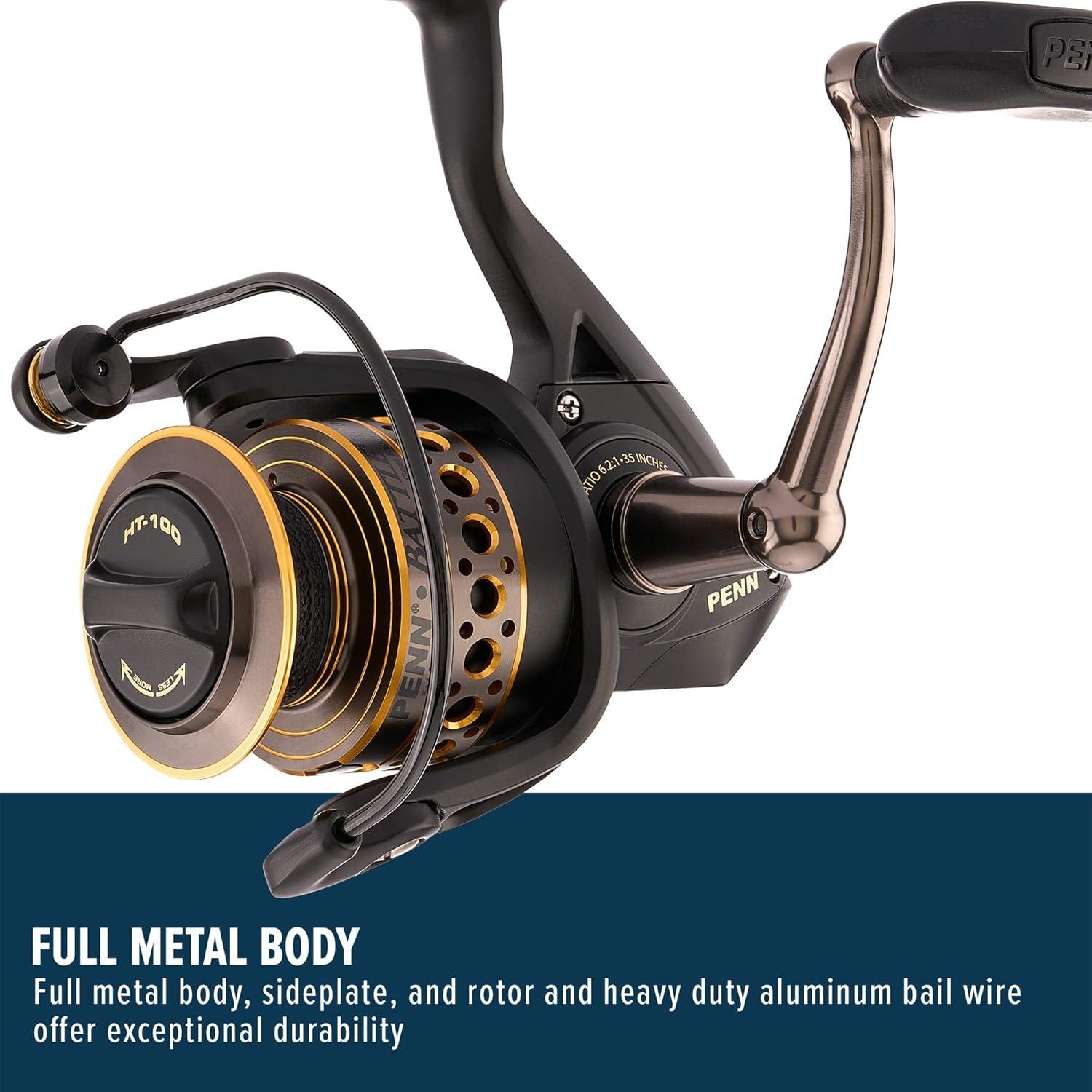 image:imagePenn Battle Spinning Reel Kit Size 5000 Includes Reel Cover and Spare Anodized Aluminum Spool RightLeft Handle Position HT100 Front Drag SystemBattle Reel Kit