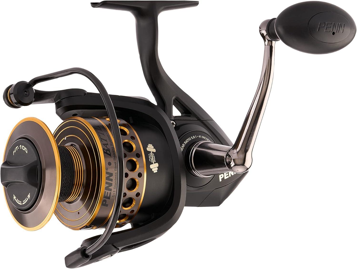 image:imagePenn Battle Spinning Reel Kit Size 5000 Includes Reel Cover and Spare Anodized Aluminum Spool RightLeft Handle Position HT100 Front Drag SystemBattle Reel