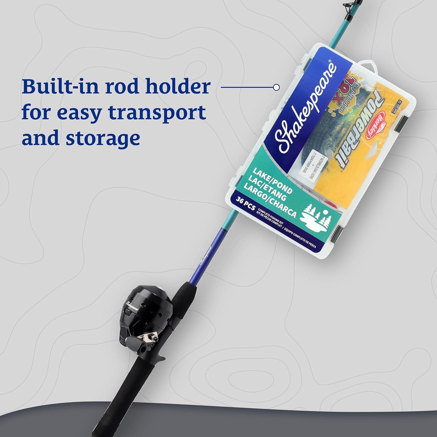 image:imageShakespeare Catch More Fish Spincast Reel and Fishing Rod Combo with KitLakePond Green