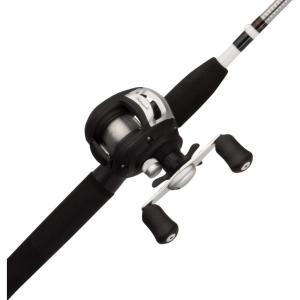 Shakespeare Alpha Medium 6′ Low Profile Fishing Rod and Bait Cast Reel Combo (2 Piece),Black, White(Combo)