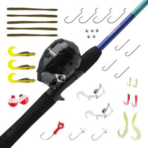 Shakespeare Catch More Fish Spincast Reel and Fishing Rod Combo with Kit(Lake/Pond – Green)