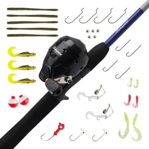 Shakespeare Catch More Fish Spincast Reel and Fishing Rod Combo with Kit(Lake/Pond – Grey)