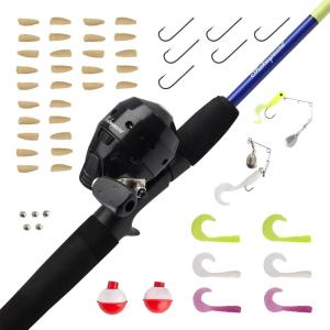 Shakespeare Catch More Fish Spincast Reel and Fishing Rod Combo with Kit(Lake/Pond – Yellow)