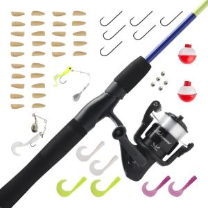 Shakespeare Catch More Fish Spinning Reel and Fishing Rod Combo with Kit(Lake/Pond – Yellow)