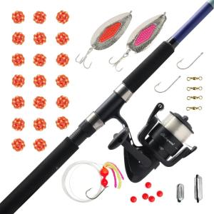 Shakespeare Catch More Fish Spinning Reel and Fishing Rod Combo with Kit(Salmon)