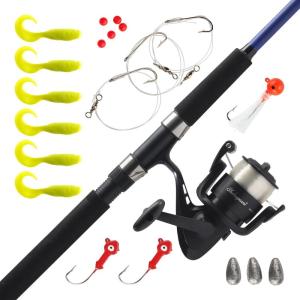 Shakespeare Catch More Fish Spinning Reel and Fishing Rod Combo with Kit(Striper)