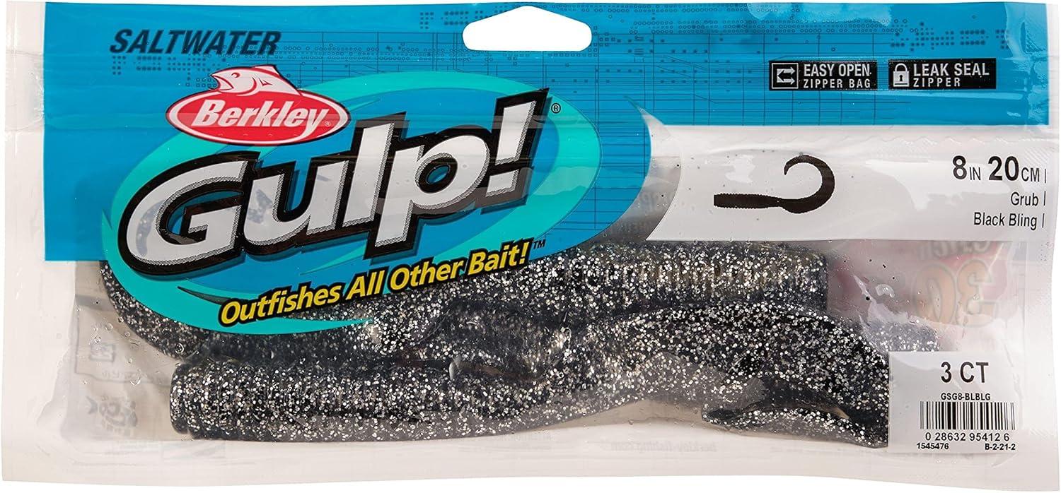 image:imageBerkley Gulp Grub Saltwater Fishing Soft BaitBlack Bling