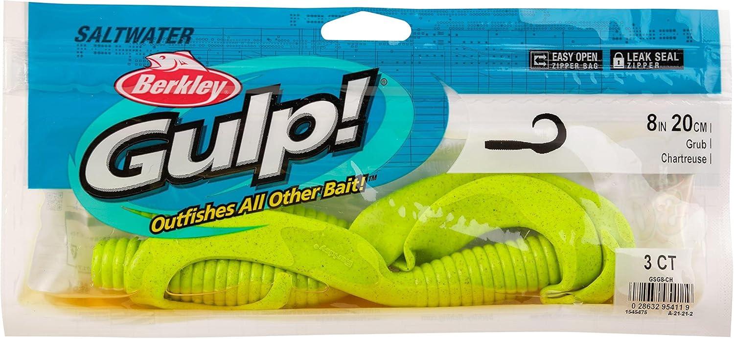 image:imageBerkley Gulp Grub Saltwater Fishing Soft BaitChartreuse