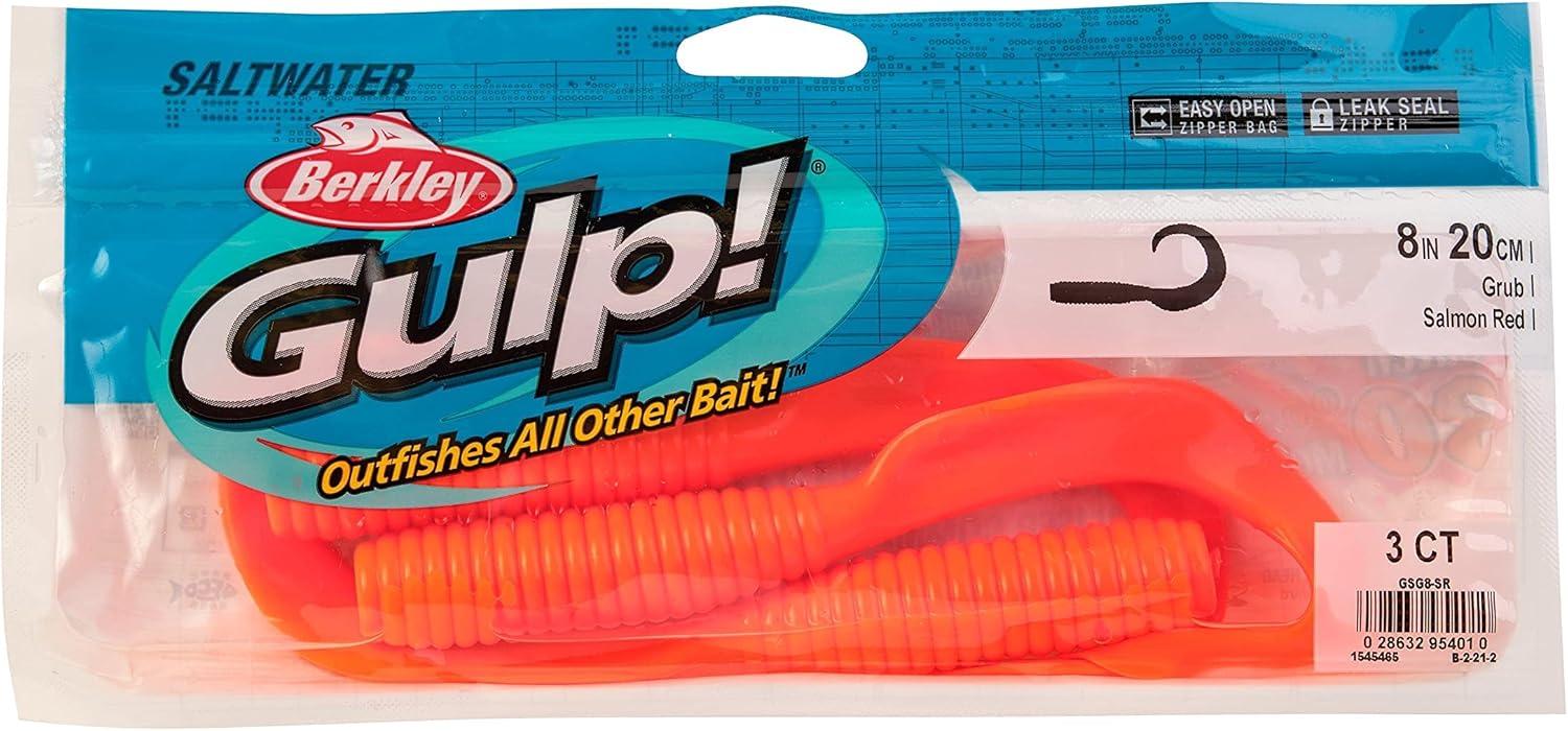 image:imageBerkley Gulp Grub Saltwater Fishing Soft BaitSalmon Red