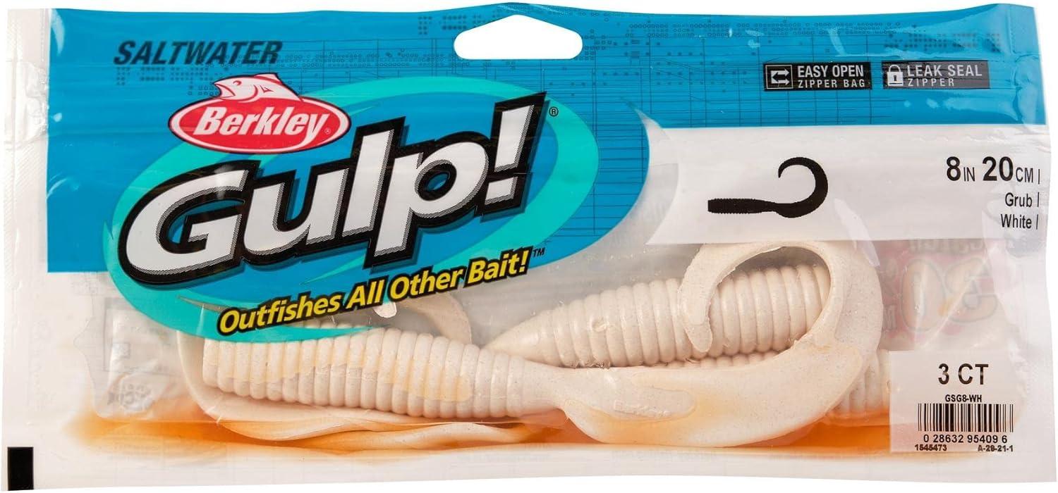 image:imageBerkley Gulp Grub Saltwater Fishing Soft BaitWhite