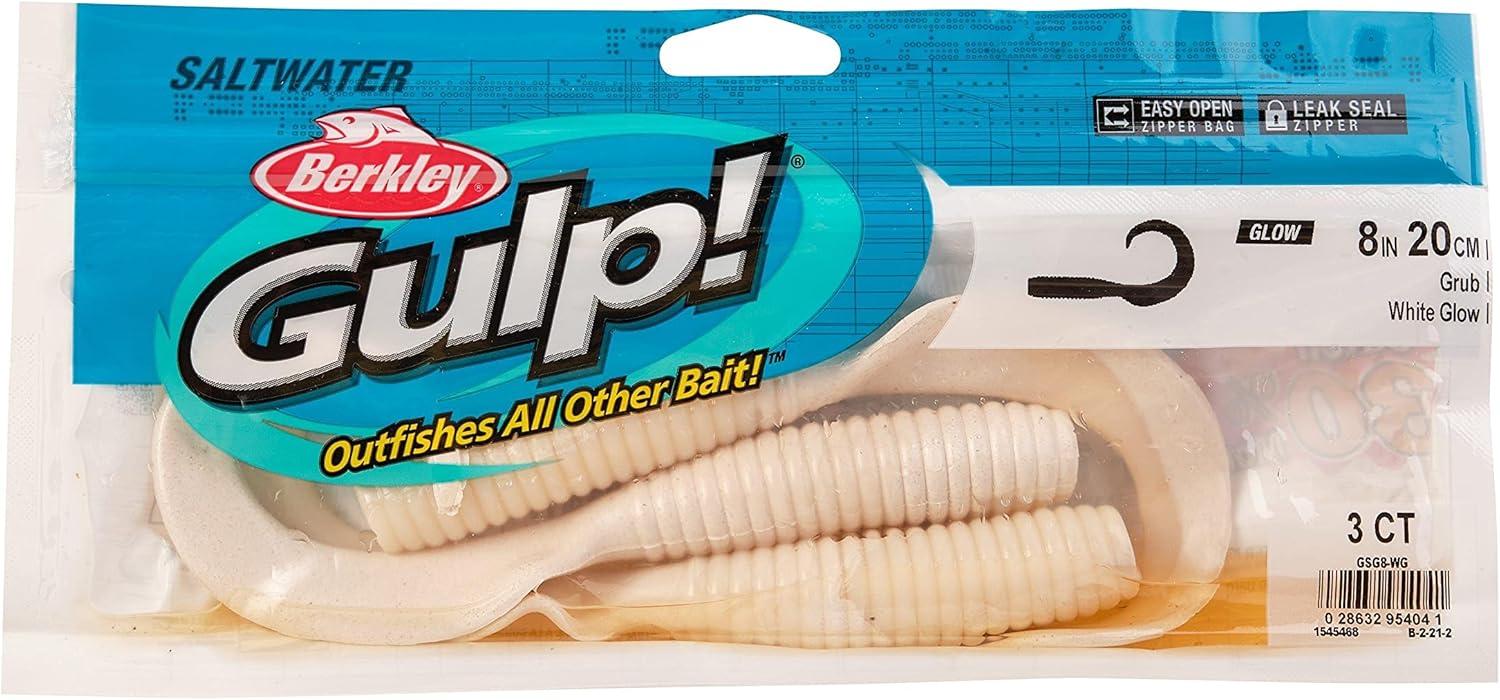 image:imageBerkley Gulp Grub Saltwater Fishing Soft BaitWhite Glow