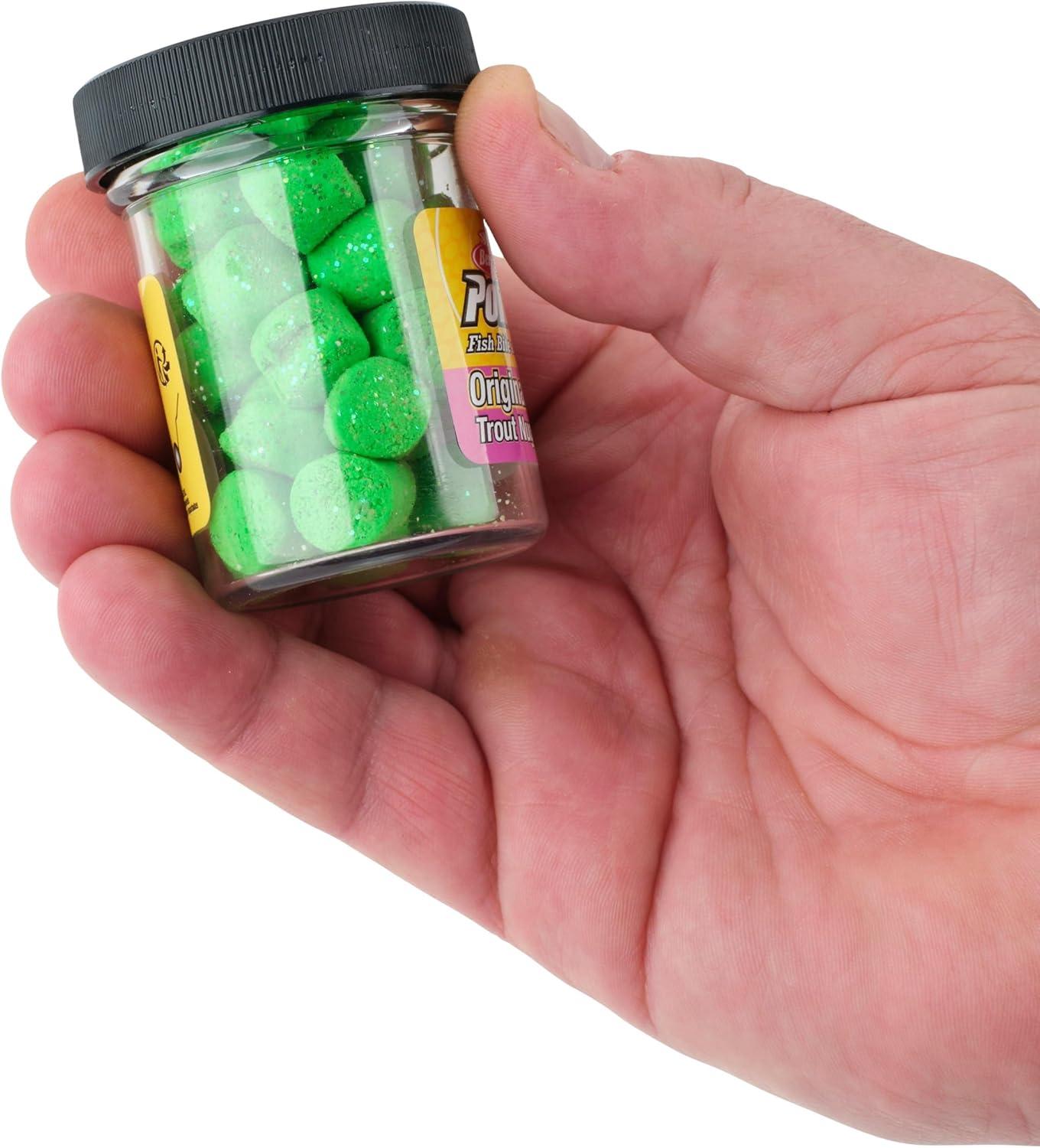 image:imageBerkley PowerBait Power Nuggets Fishing Dough Bait Assorted Colors Scent Dispersion Technology Irresistible Scent and Flavor Moldable and Easy to UseSpring Green Glitter