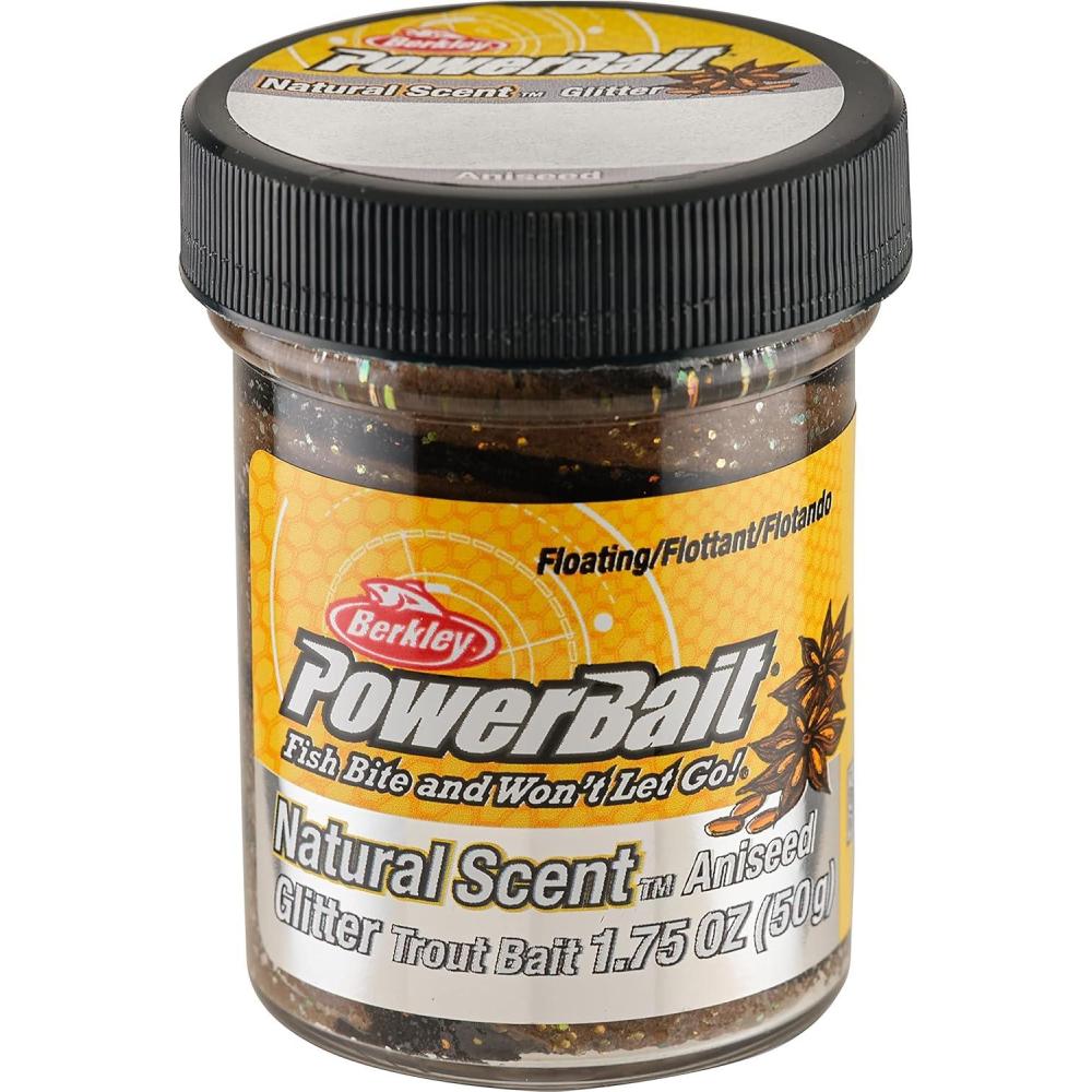 image:imageBerkley PowerBait Natural Glitter Trout Fishing Dough BaitBlack Brown Aniseed Scent