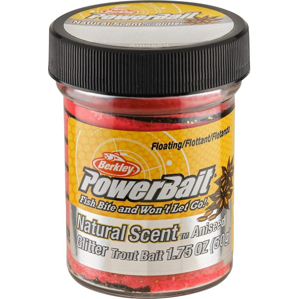 image:imageBerkley PowerBait Natural Glitter Trout Fishing Dough BaitBlackFluorescent Red  Aniseed Scent