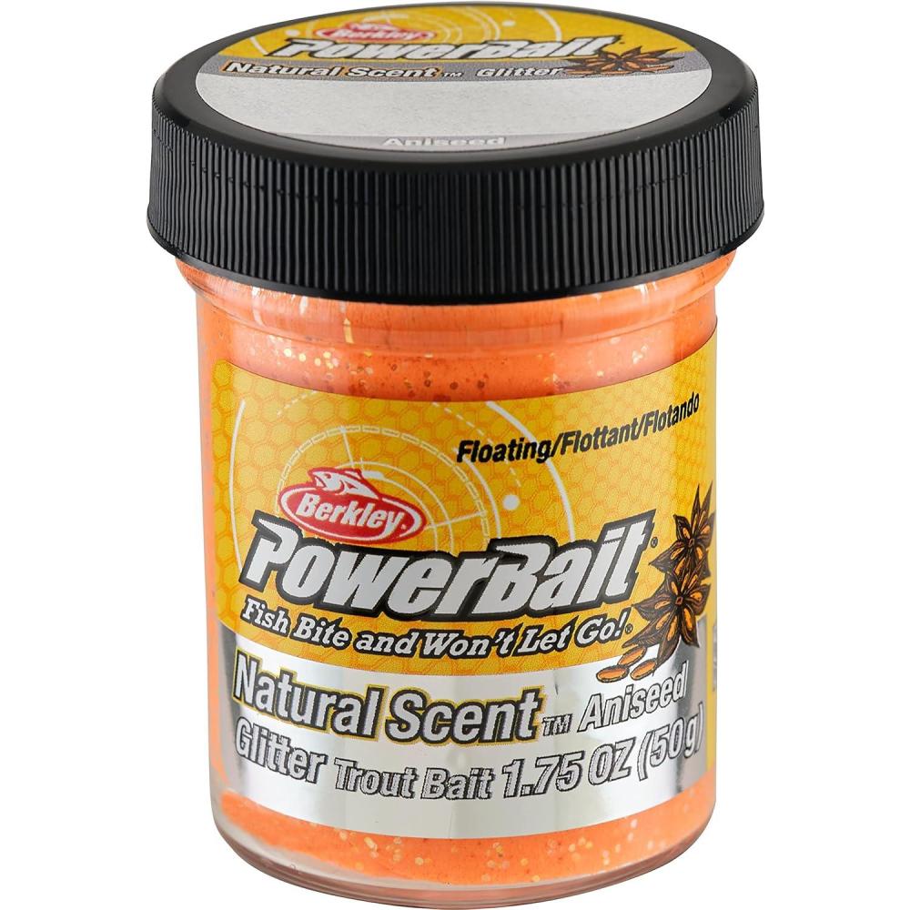 image:imageBerkley PowerBait Natural Glitter Trout Fishing Dough BaitFluorescent Orange Aniseed Scent