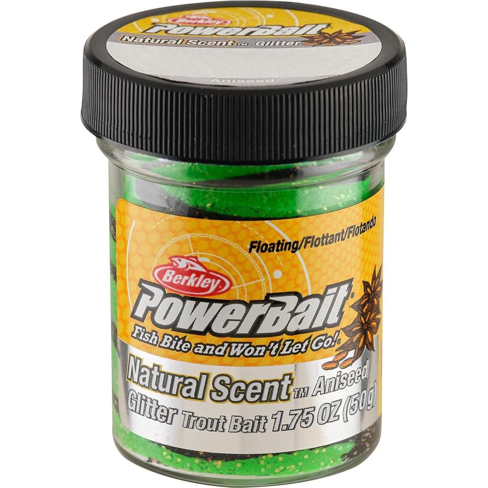 image:imageBerkley PowerBait Natural Glitter Trout Fishing Dough BaitSpring GreenBlack Aniseed Scent