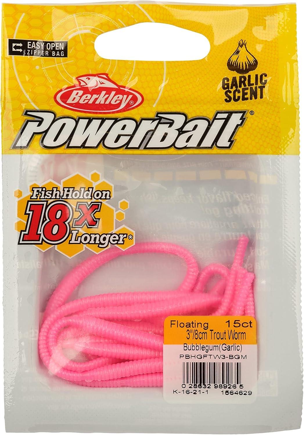 image:imageBerkley PowerBait Power Floating Trout Worm Fishing Soft BaitBubblegum Garlic Scent