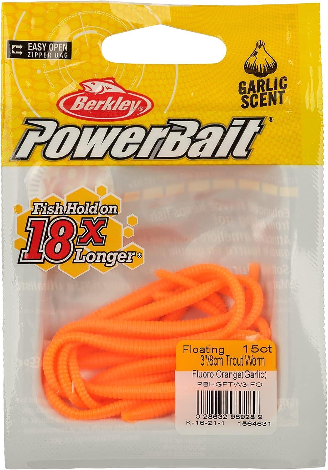 image:imageBerkley PowerBait Power Floating Trout Worm Fishing Soft BaitFluorescent Orange Garlic Scent