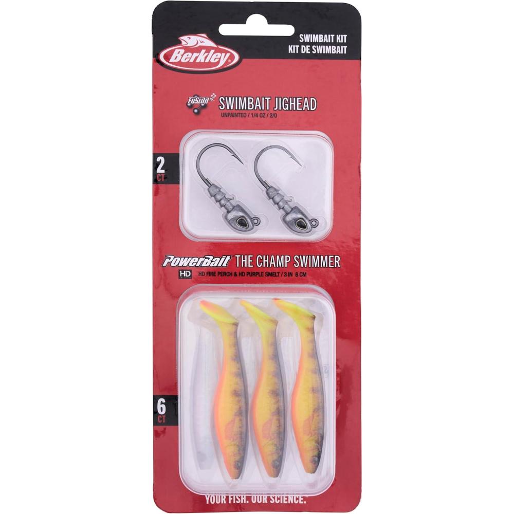 image:imageBerkley PowerBait The Champ Swimmer Fishing Soft BaitAssorted HD Fire Perch HD Purple Smelt