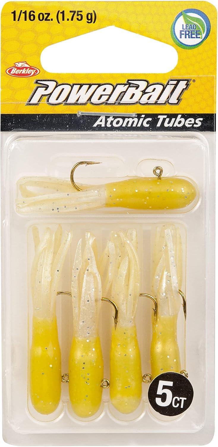 image:imageBerkley PowerBait PreRigged Atomic Tubes Fishing Soft BaitYellow Pearl Silver Fleck