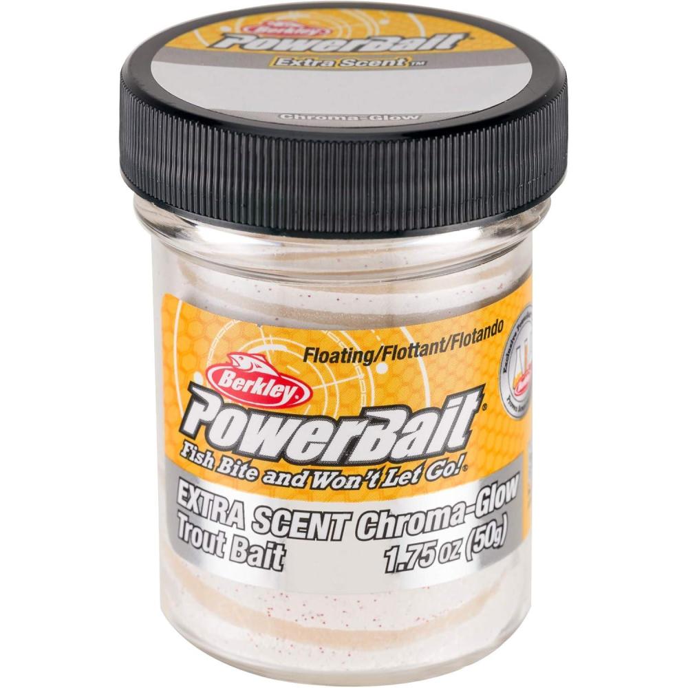 image:imageBerkley PowerBait Glitter ChromaGlow Fishing Dough Bait Mallow Glow Red Fleck