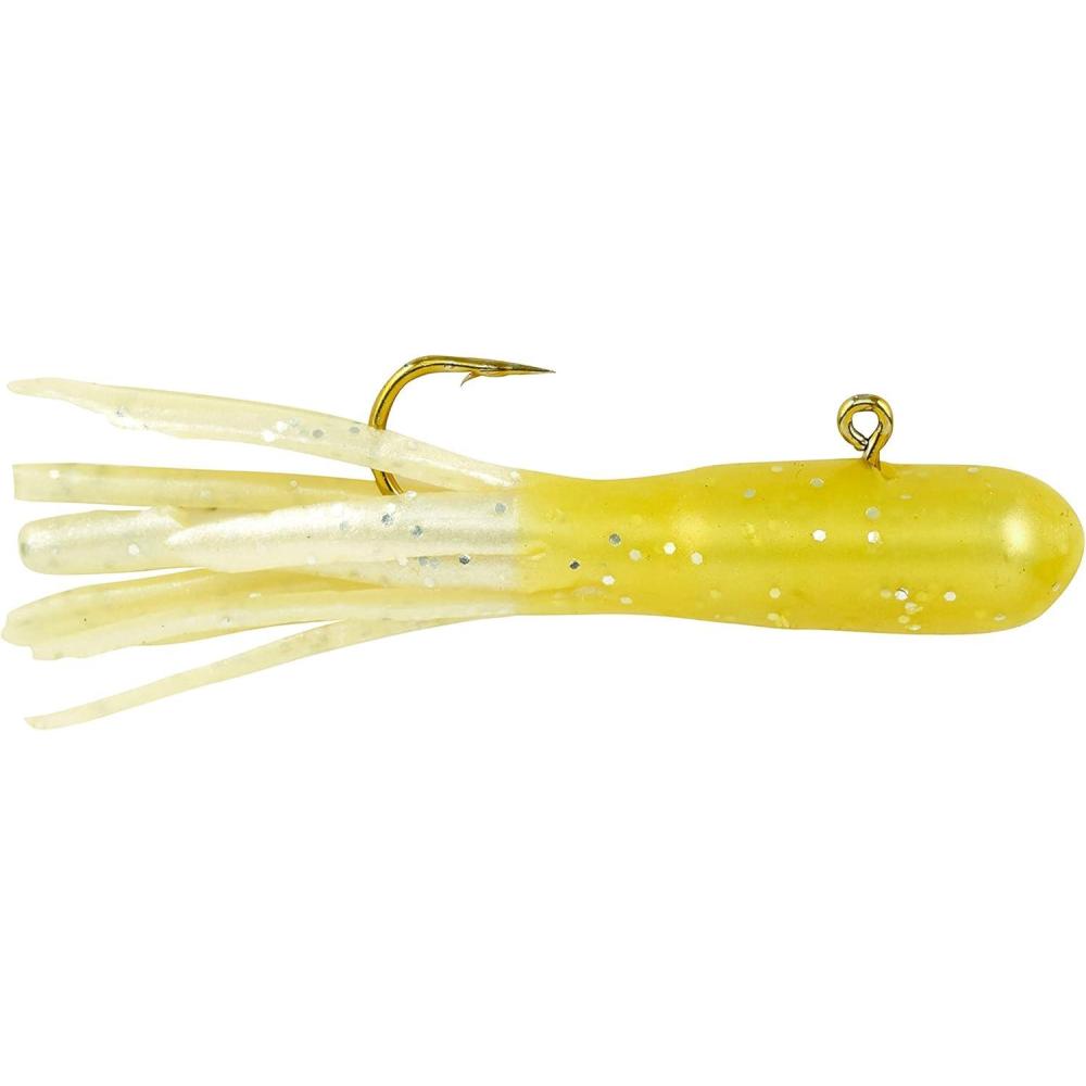 image:imageBerkley PowerBait PreRigged Atomic Tubes Fishing Soft BaitYellow Pearl Silver Fleck