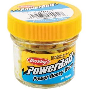 Berkley PowerBait Power Honey Worm Fishing Bait, Yellow, 1in | 3cm, Irresistible Scent & Flavor, Realistic Profile, Ideal for Bluegill, Crappie, Perch and More