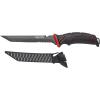 Ugly Stik Ugly Tools Utility Knife for Fishing, Red and Black, Fixed Tanto Partially Serrated Stainless Steel Blade, Non-Slip Grip Handle, Includes Line Cutter