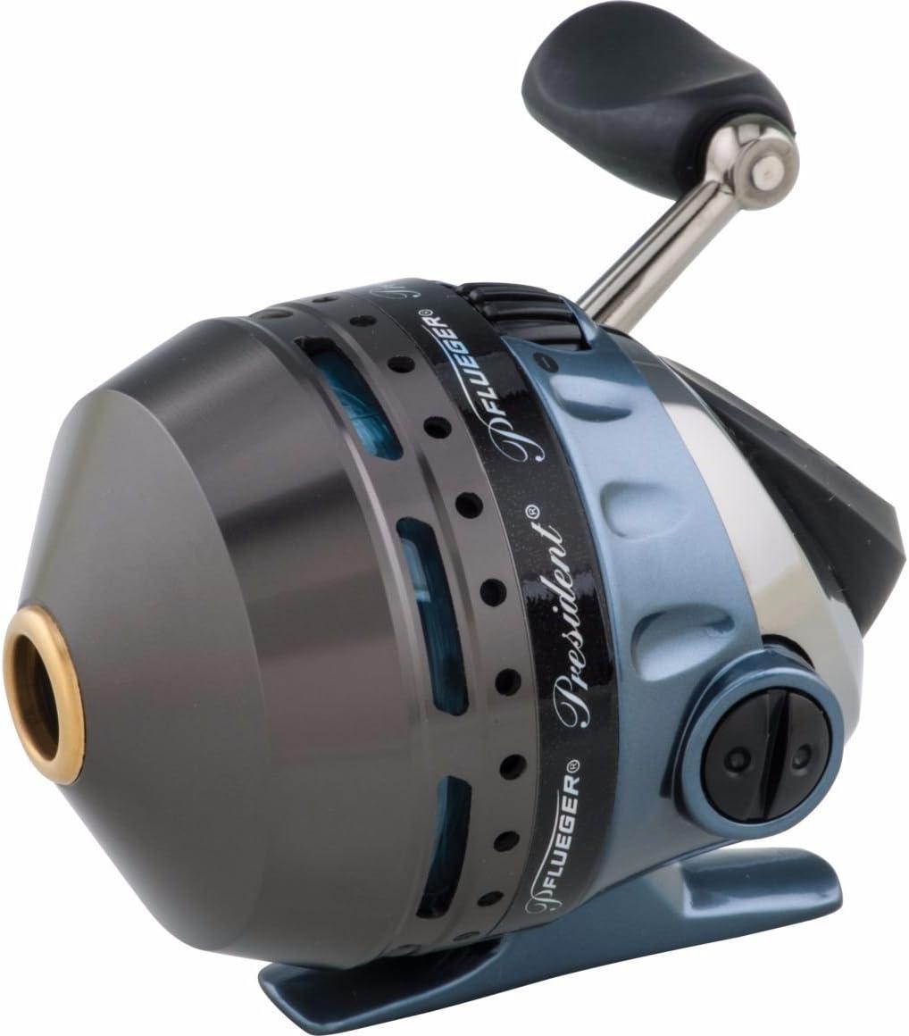 image:imagePflueger President Spincast Reel Size 10 Fishing Reel RightLeft Handle Position Aluminum Spool Dial Drag System Blue