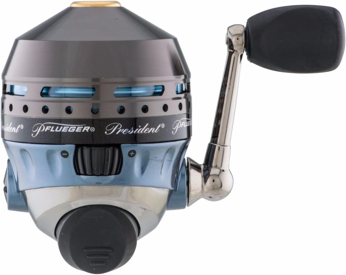 image:imagePflueger President Spincast Reel Size 10 Fishing Reel RightLeft Handle Position Aluminum Spool Dial Drag System Blue