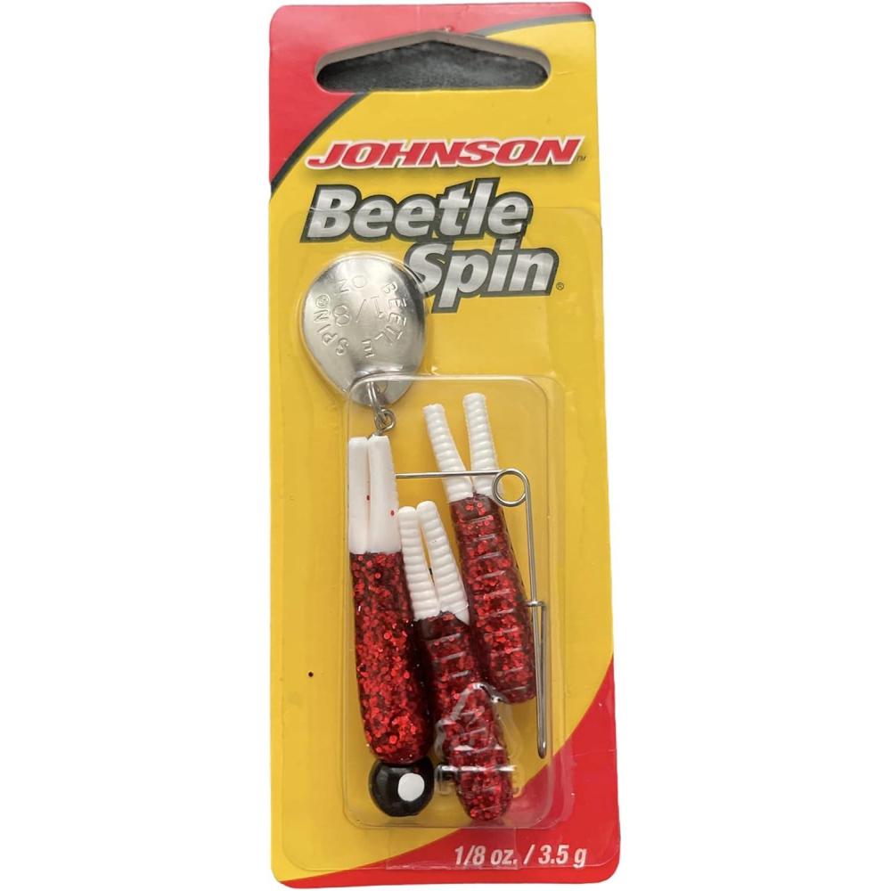 image:imageBerkley Johnson Beetle Spin Nickel Blade Fishing Hard Bait Red SparkleWhite 1 12in  18 oz
