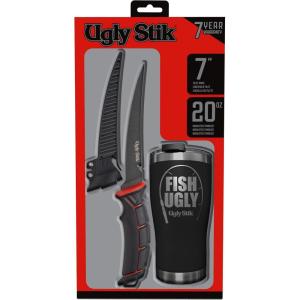 Ugly Stik Tools Fishing Fillet Knife and Tumbler Gift Set, Black, 7