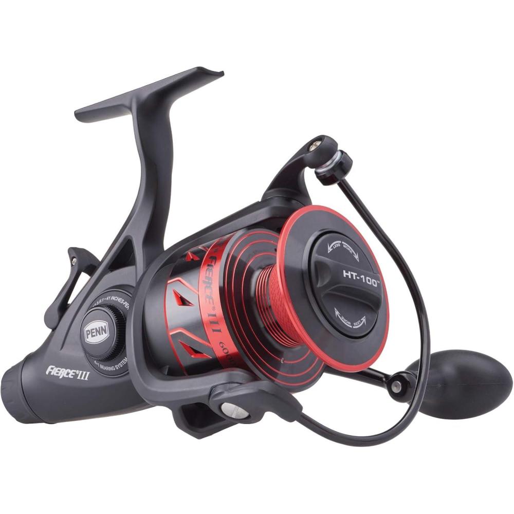 image:imagePenn Fierce Iii Live Liner Spinning Fishing Reel Red Black 6000 Plastic Clam