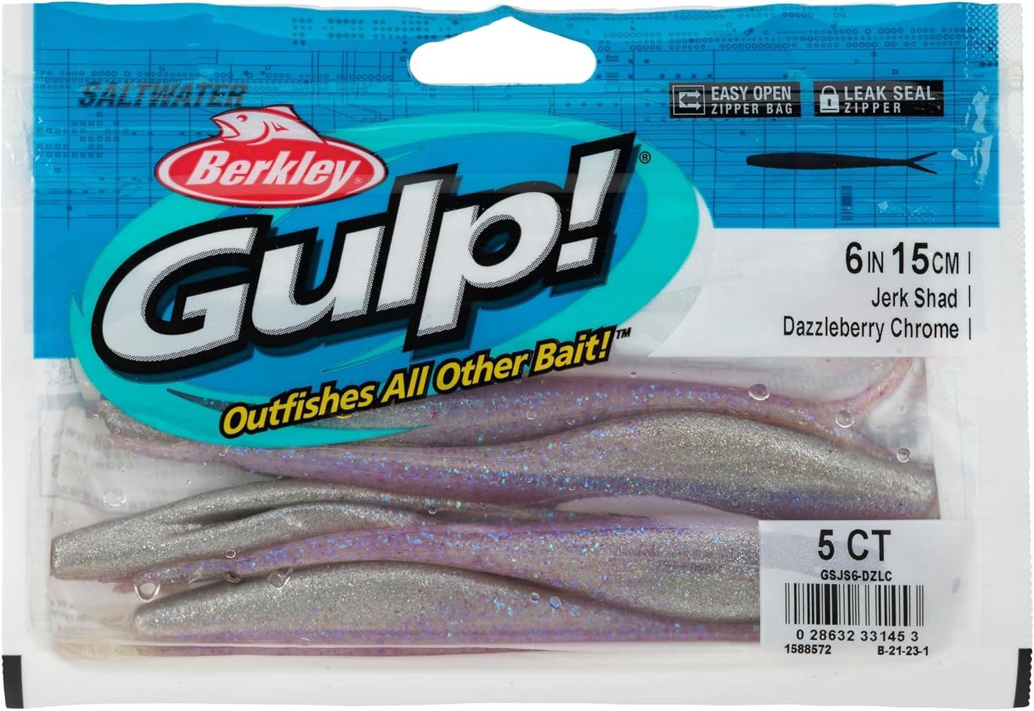 image:imageBerkley Gulp Saltwater Jerk Shad Fishing Soft BaitDazzleberry Chrome